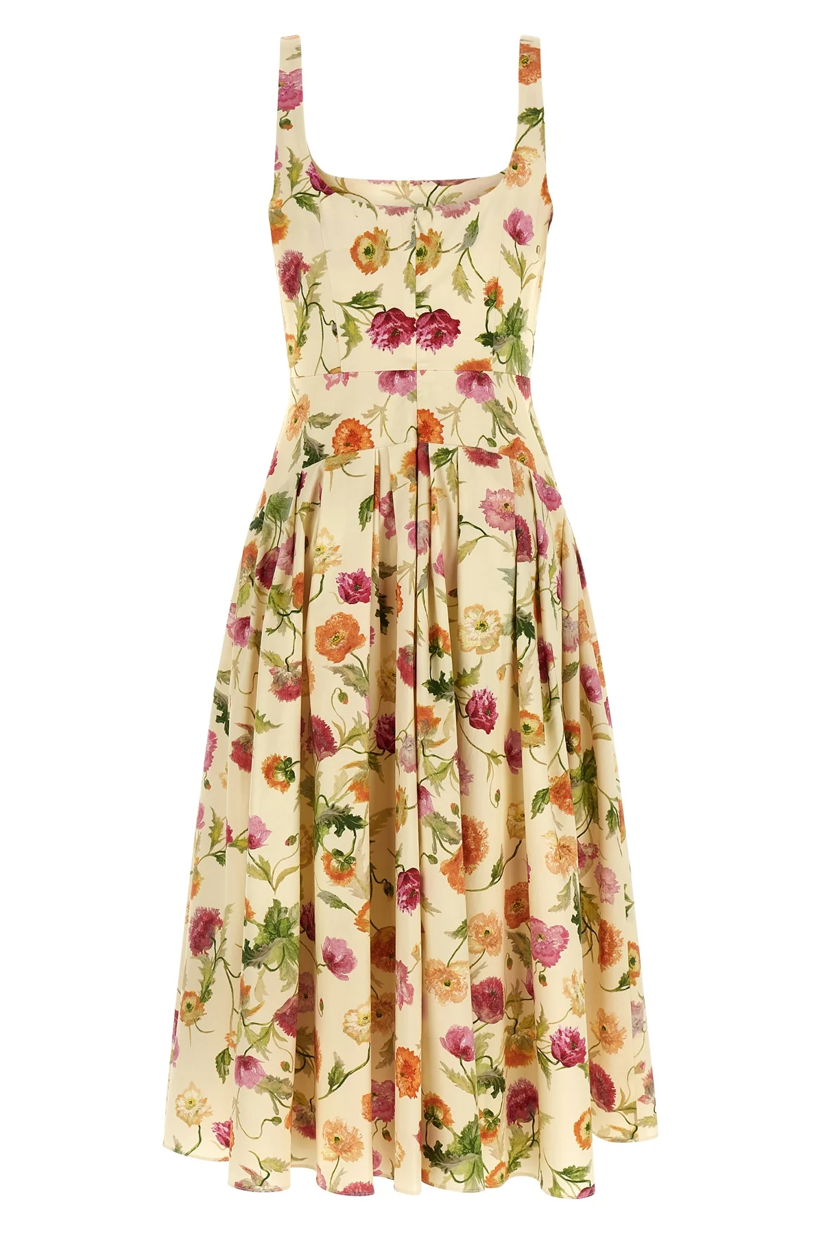 floral patterned cotton poplin midi dress