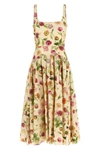 floral patterned cotton poplin midi dress