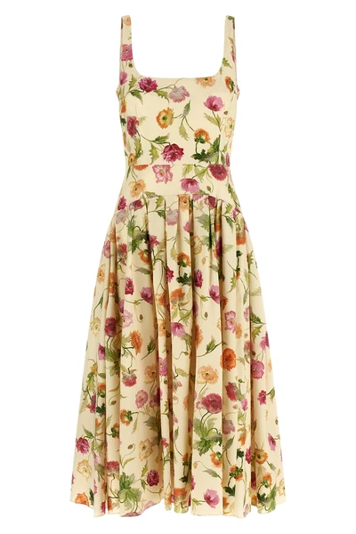 floral patterned cotton poplin midi dress