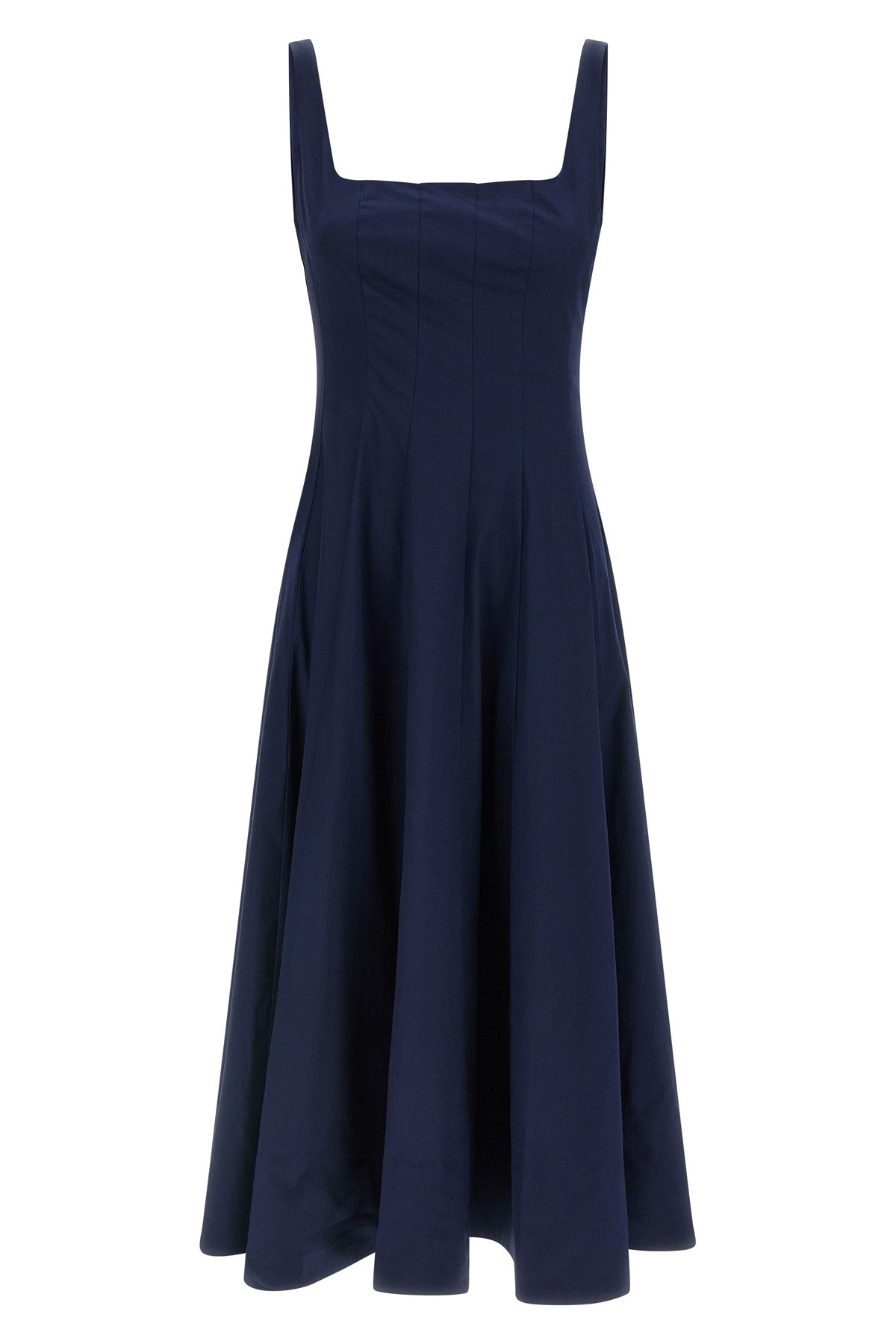 STAUD 6 wells midi dress in light cotton poplin