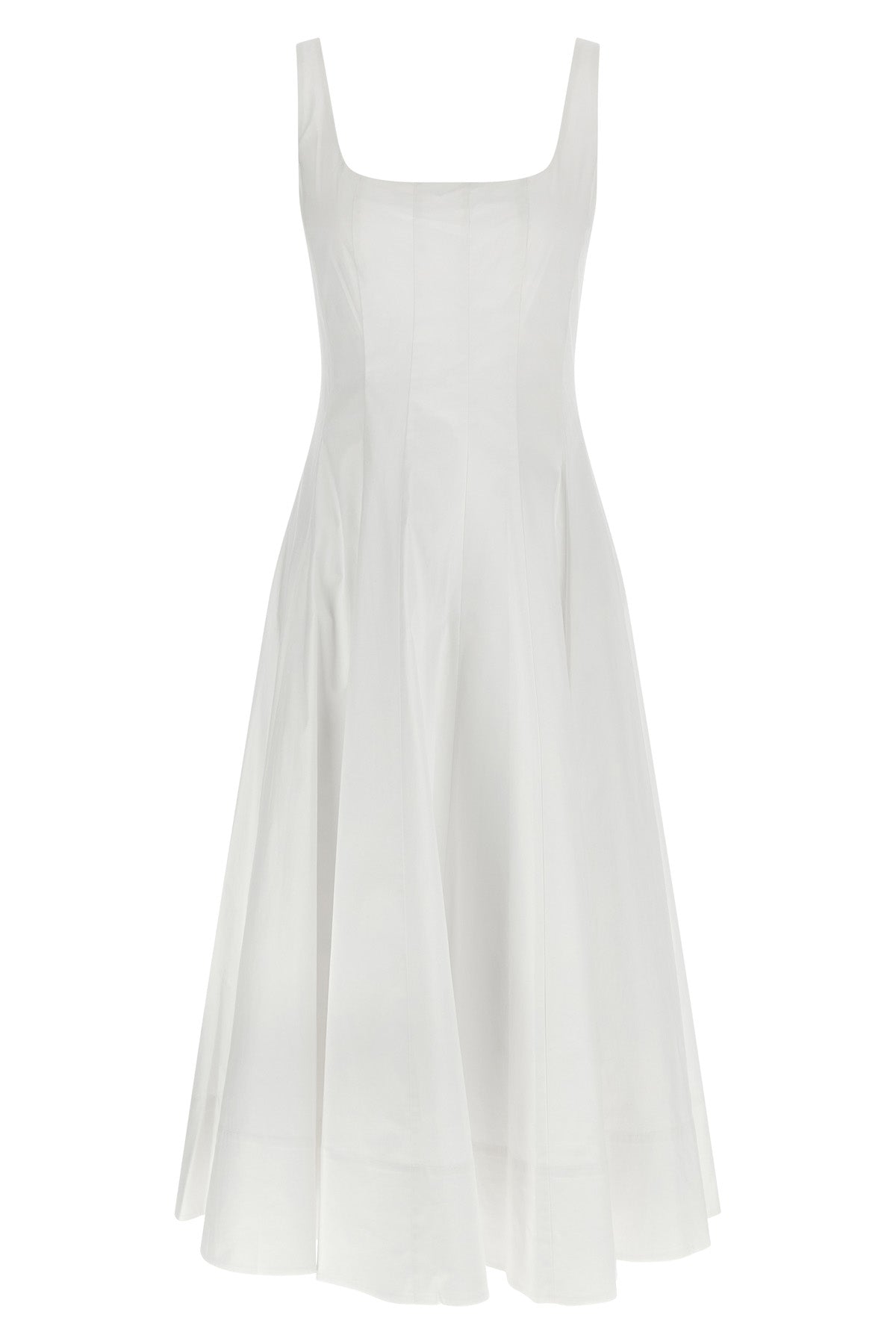 STAUD 2 wells midi dress in light cotton poplin