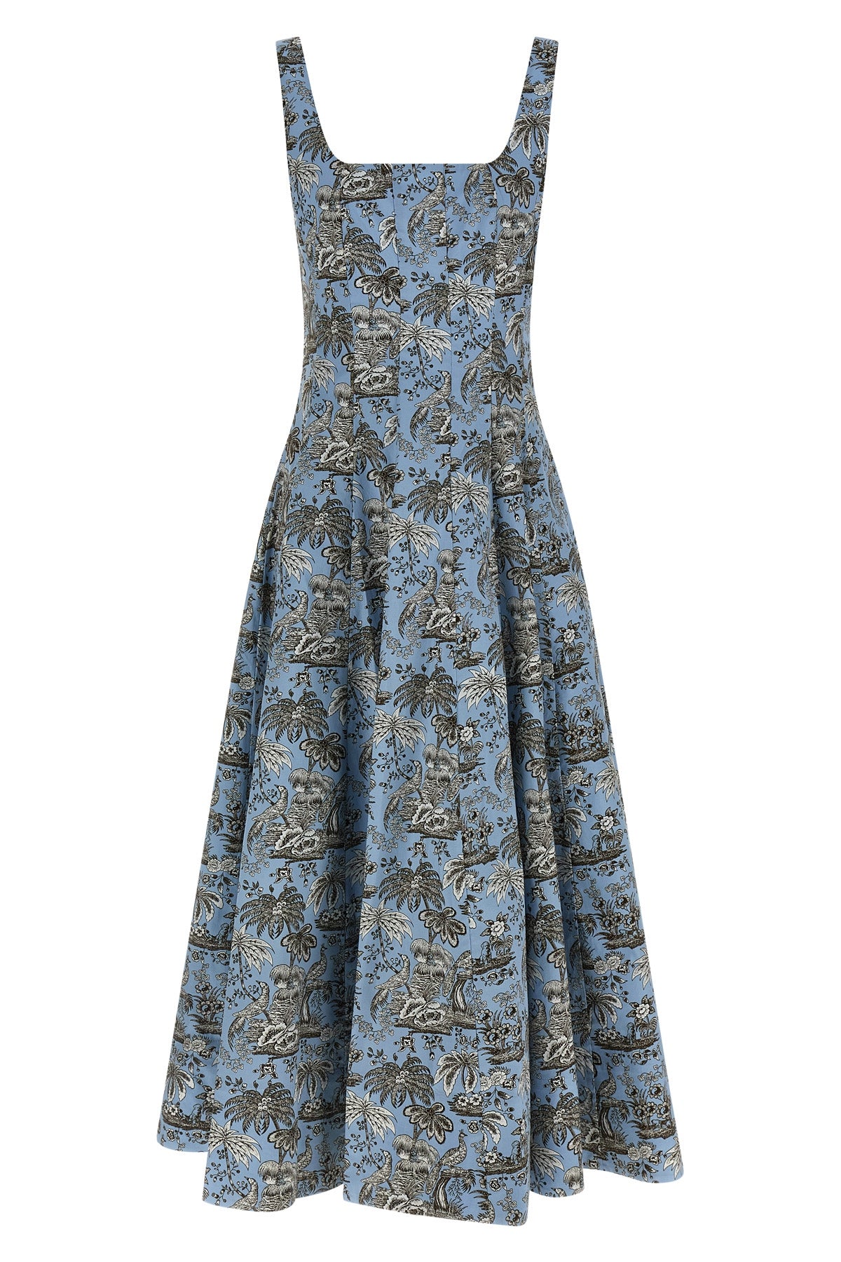 STAUD 2 wells midi dress in light cotton poplin