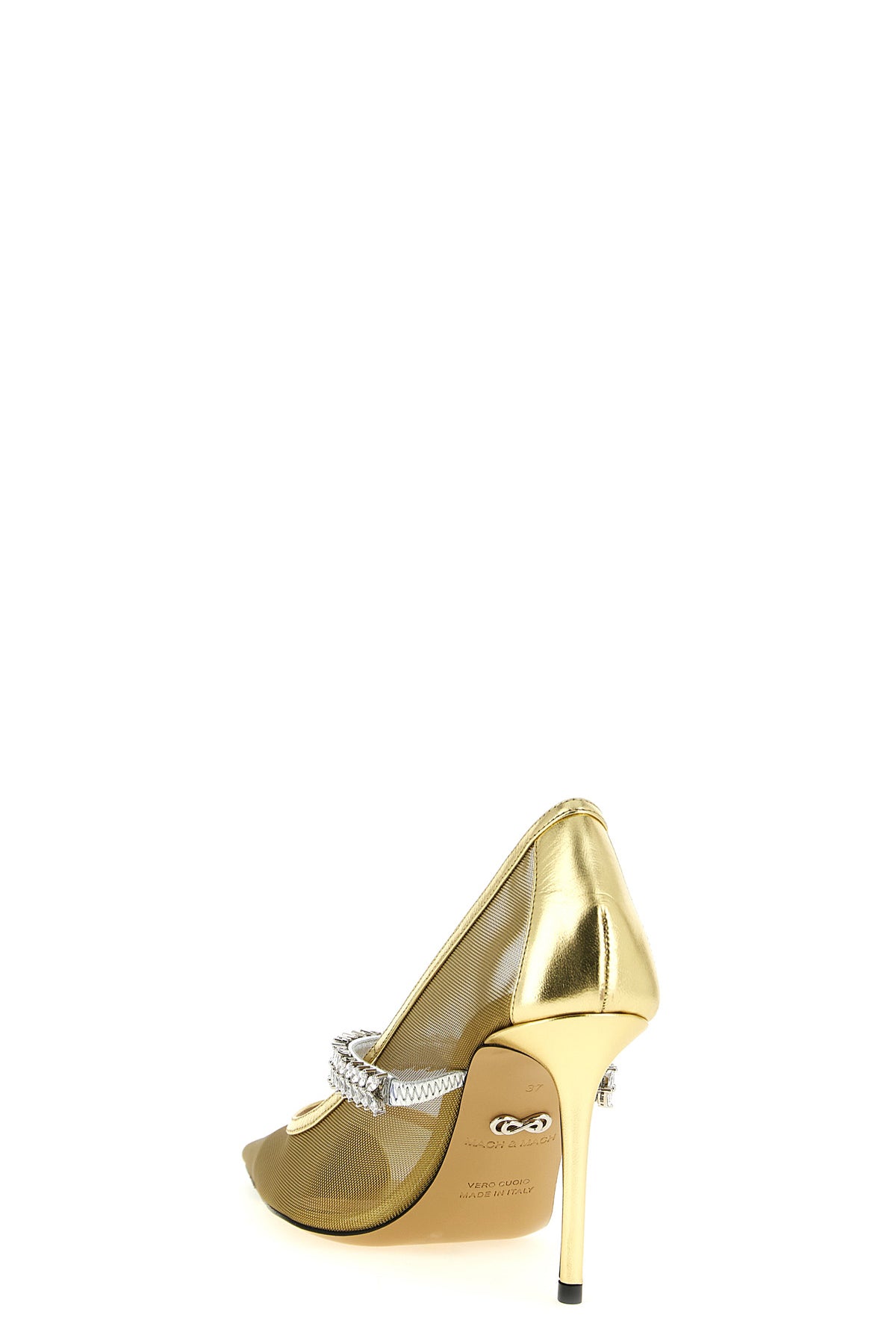 mesh and laminated leather pumps