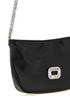the roger vivier pilgrim micro clutch bag in soft black lambskin stands out fo