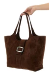 viv choc midi suede shopping bag