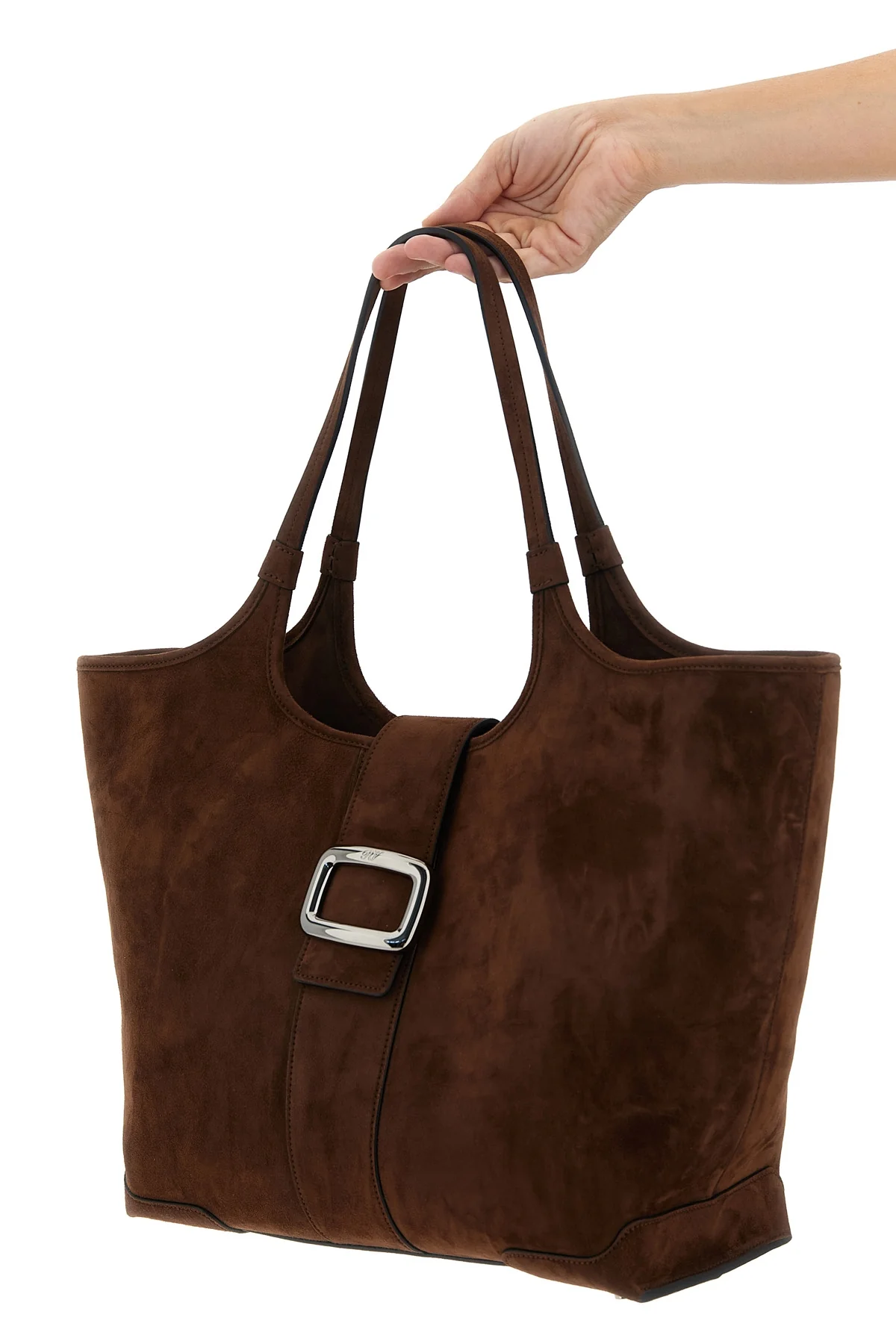 viv choc midi suede shopping bag
