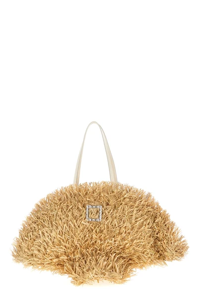 tres vivier panier large braided raffia shopping bag