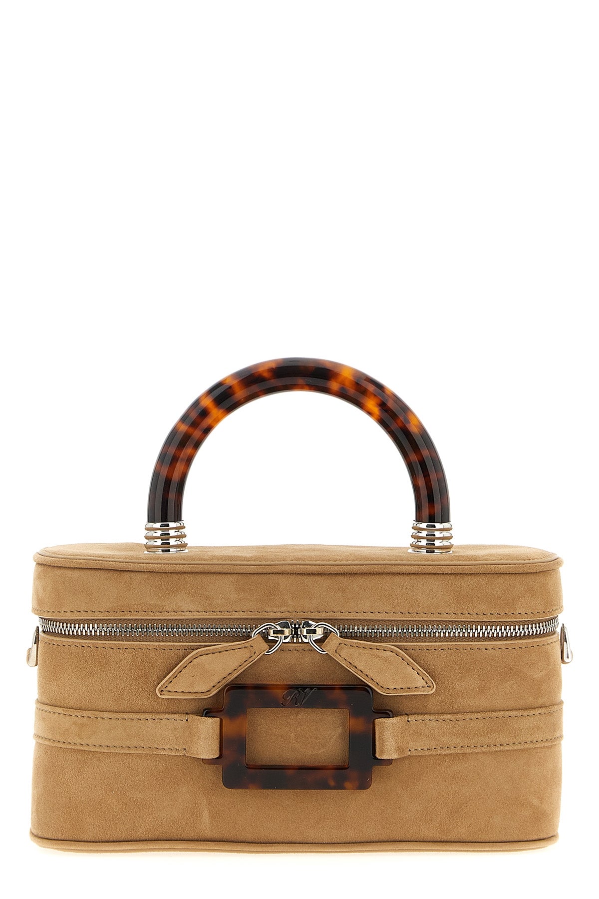 ROGER VIVIER OS belle vivier vanity suede mini handbag