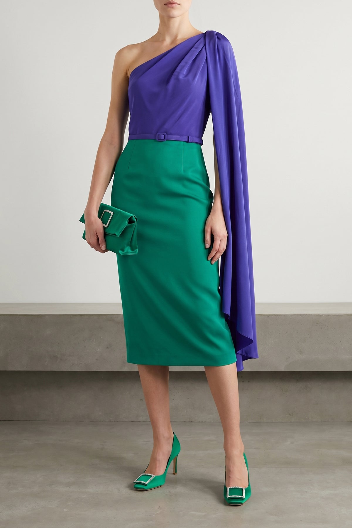 ROGER VIVIER OS trompette satin clutch bag
