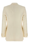 flavia double-breasted blazer in silk and linen wool blend