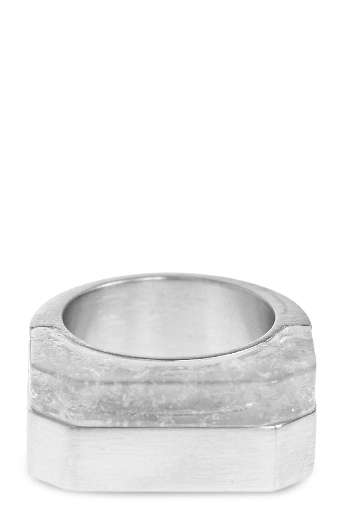 RICK OWENS 54 double crystal hollywood ring in palladium galvanized brass