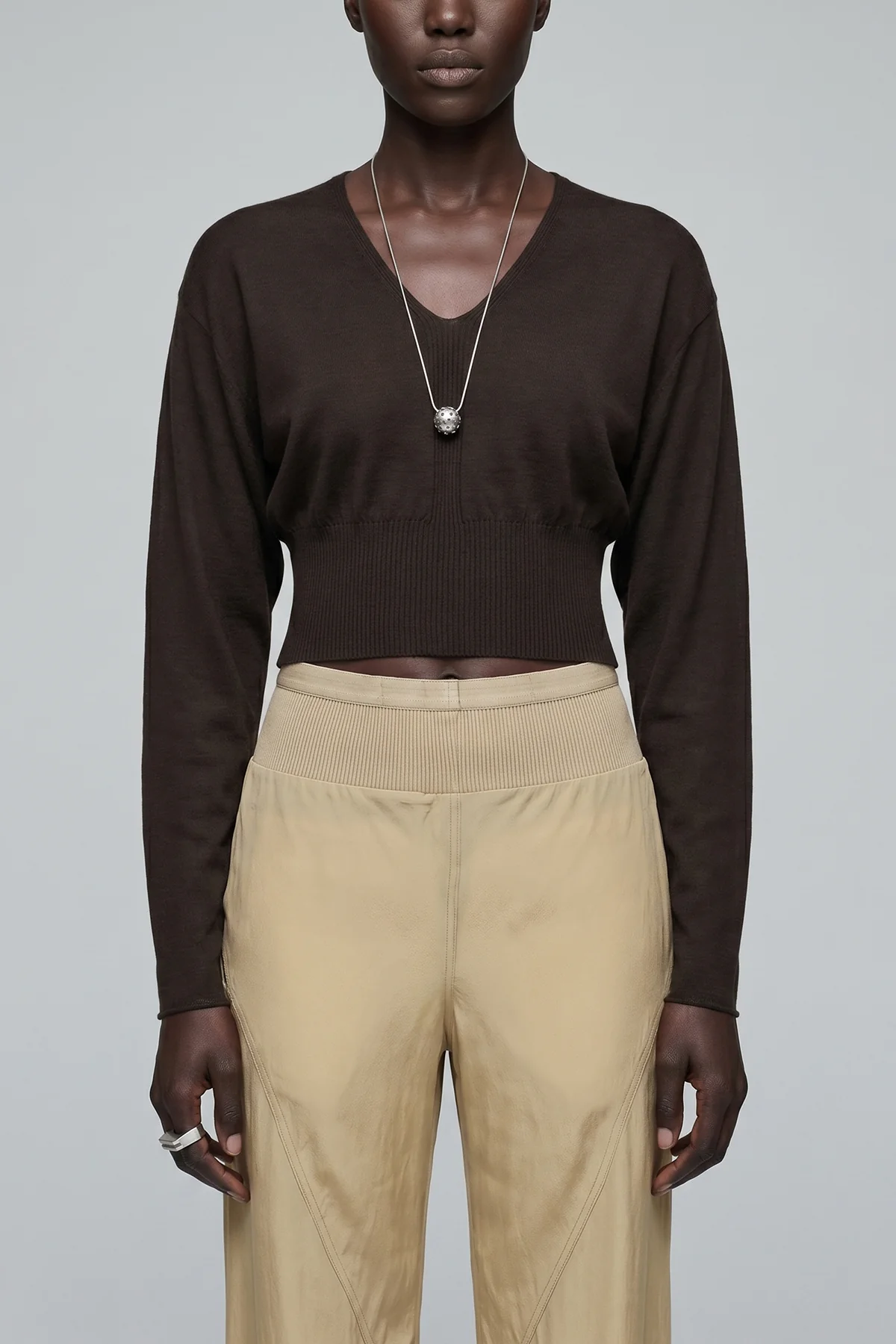 RICK OWENS OS chain necklace in palladium-galvanized brass