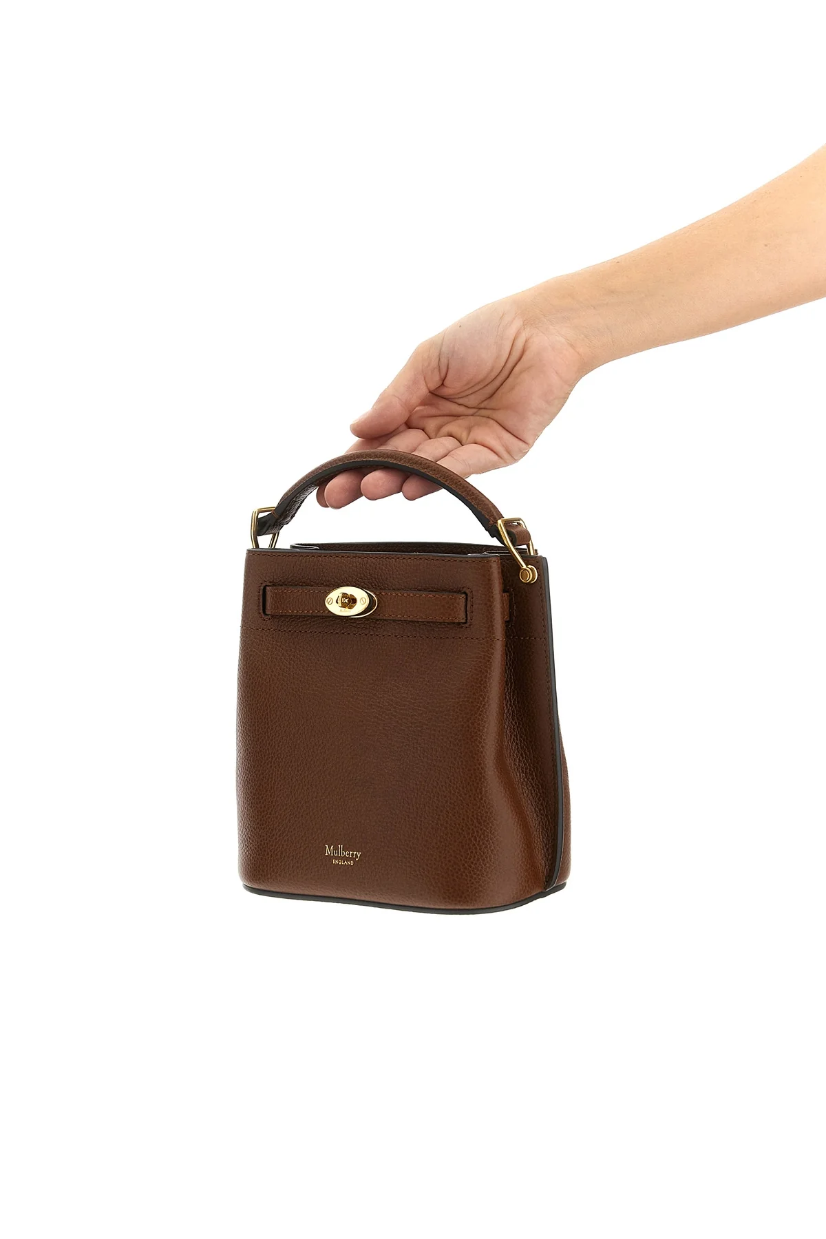 MULBERRY OS islington mini bucket bag in hammered leather