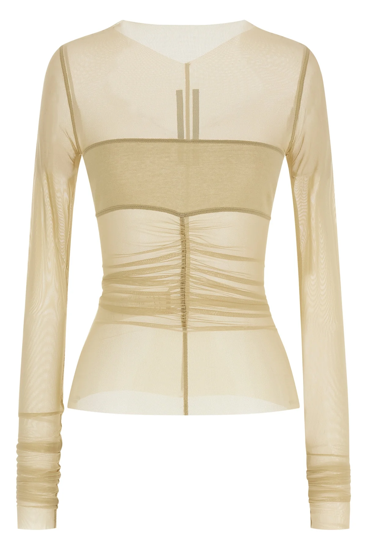temple semi-transparent stretch nylon tulle top