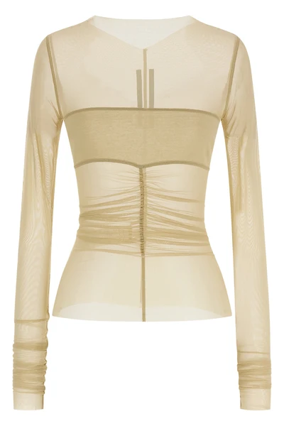 temple semi-transparent stretch nylon tulle top