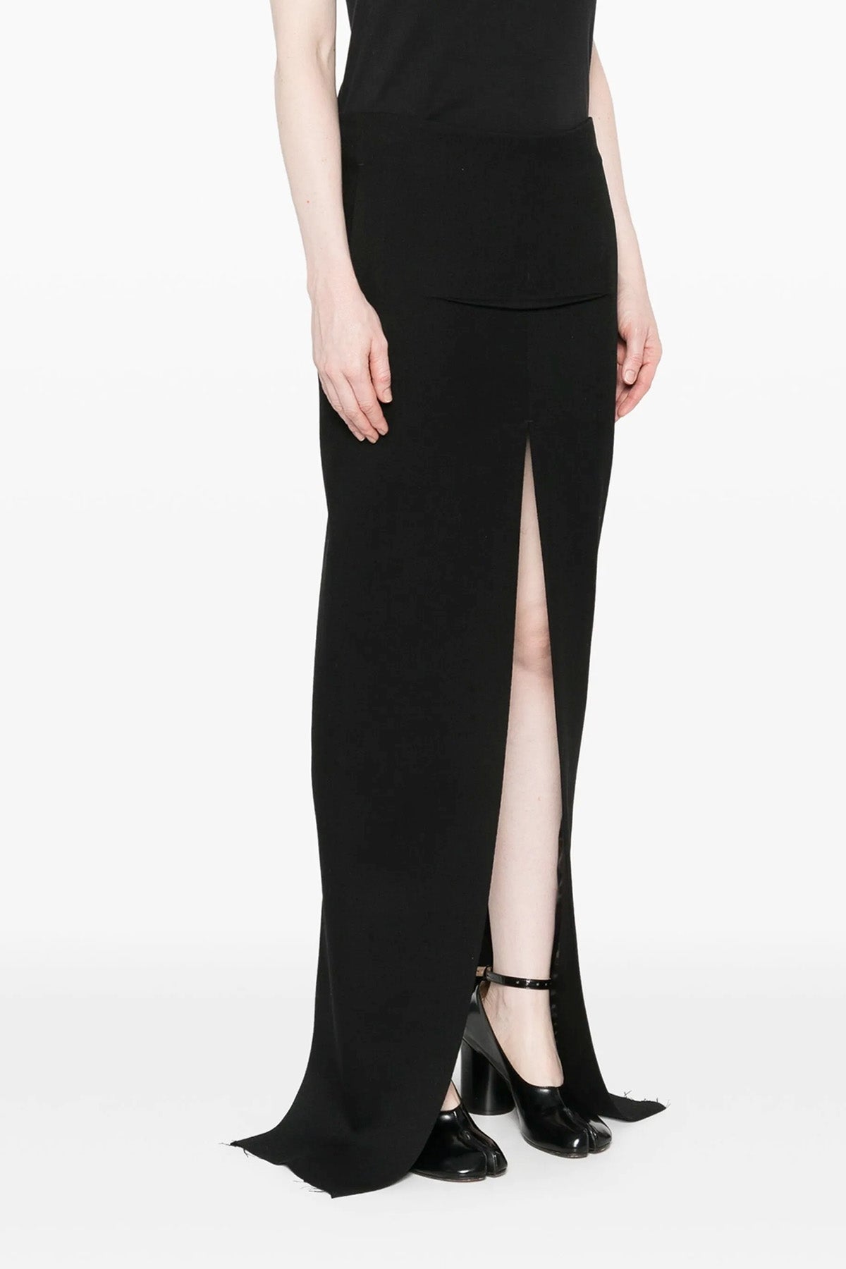 RICK OWENS 38 sliced long skirt in virgin wool