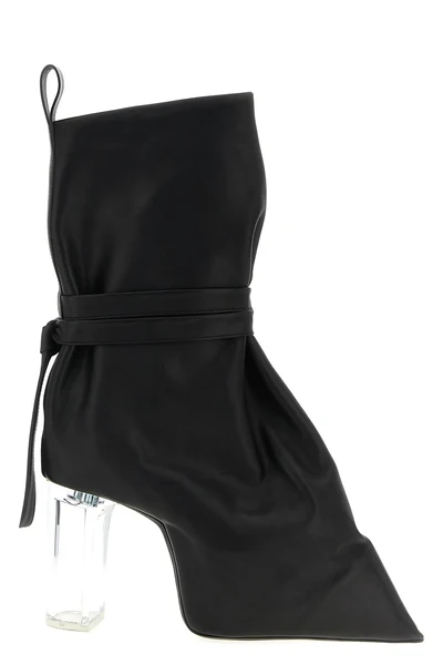 tied taco kiss leather ankle boots