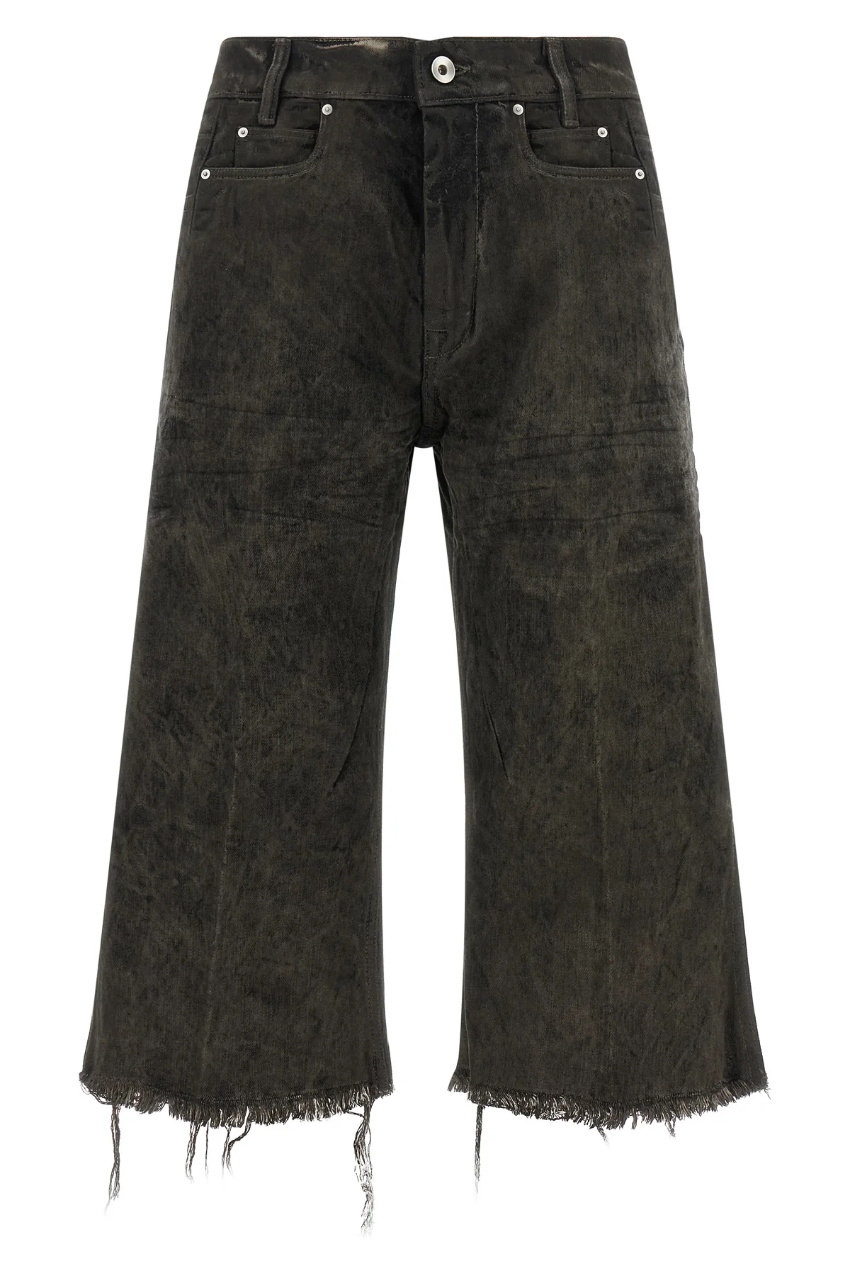 rick owens bolan cutoff bermuda shorts redefine denim codes through a deconstr