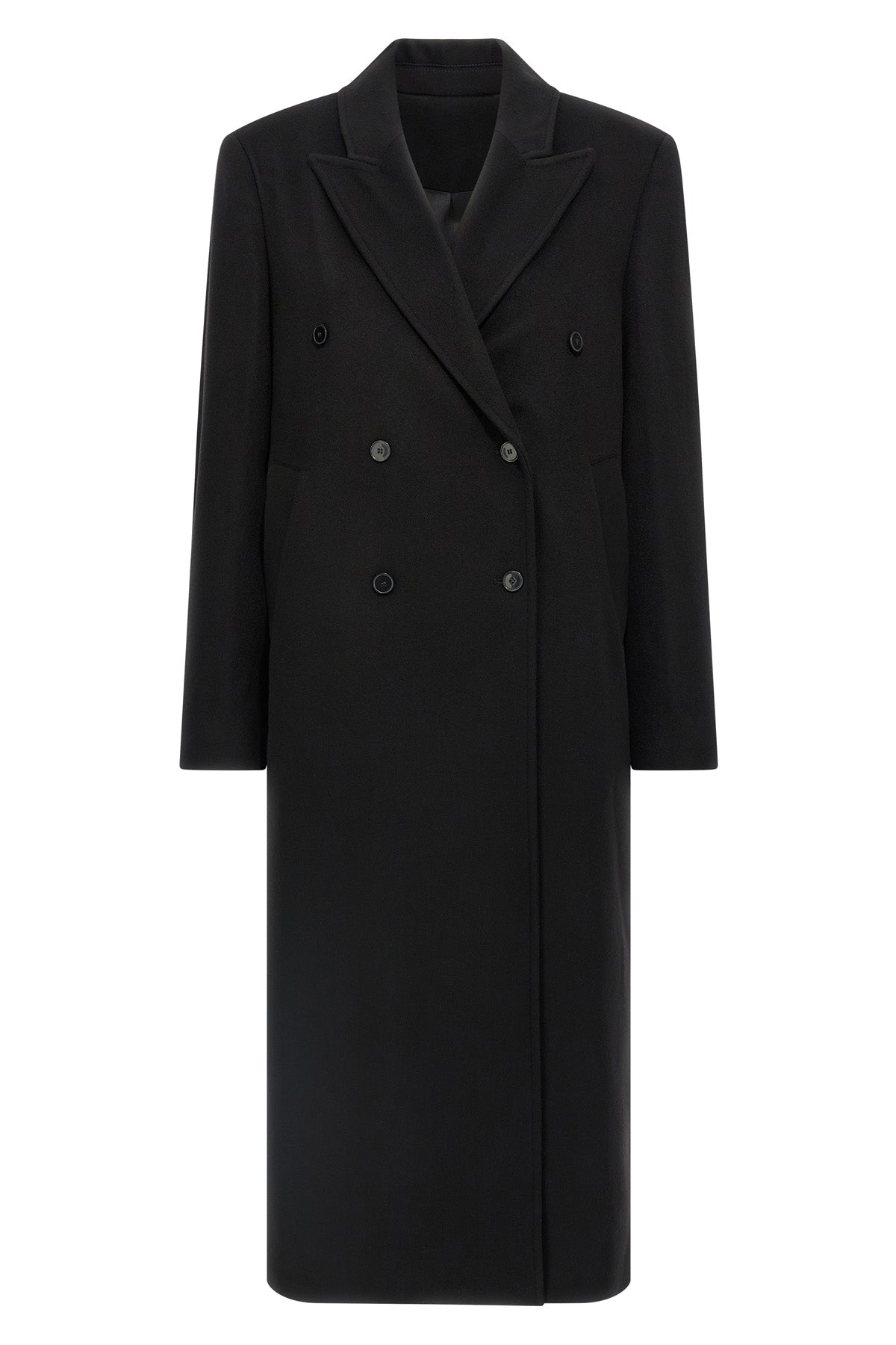 rosco double-breasted coat in wool and cashmere drape