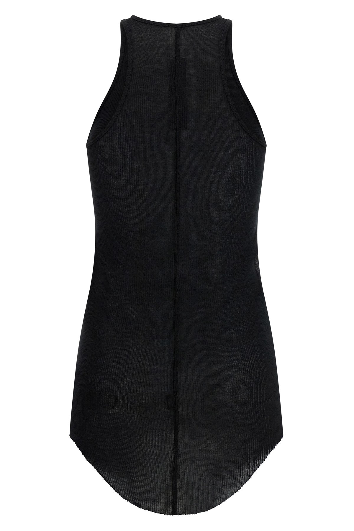 RICK OWENS 40 basic rib tank top in ribbed viscose and stretch silk blend