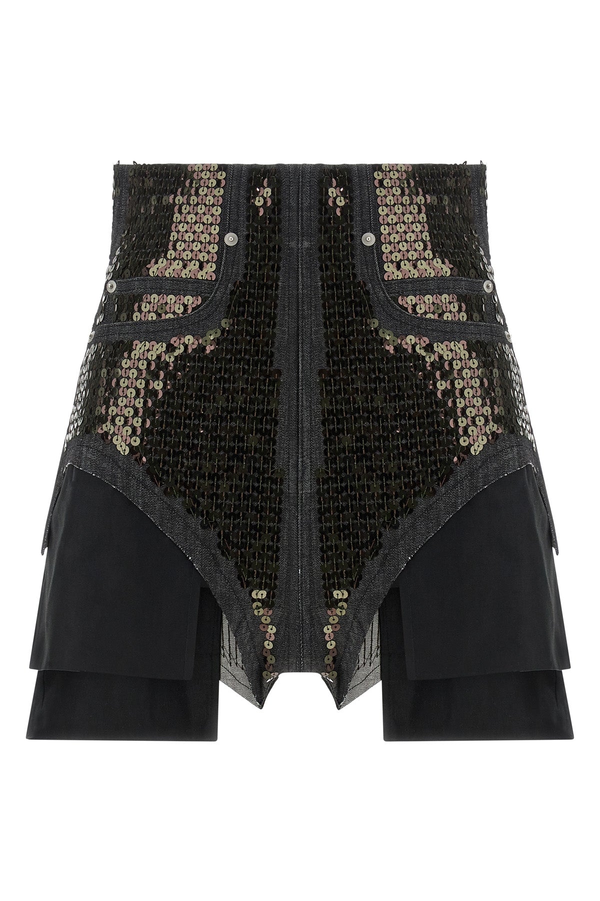 RICK OWENS 40 dirt cuoffs shorts in cotton denim embroidered