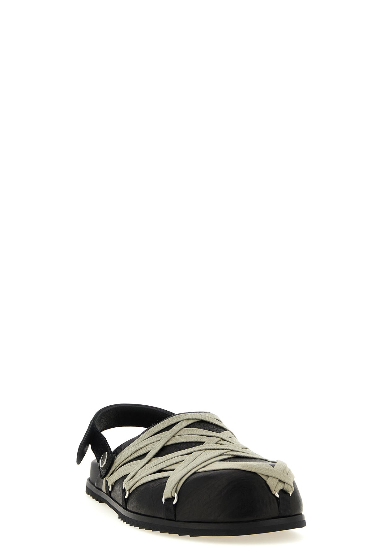 RICK OWENS 36 megalace mule granola hammered leather mules