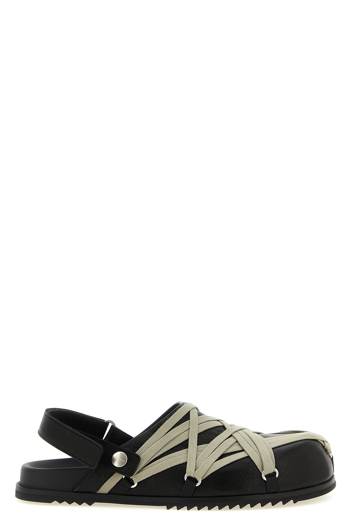 RICK OWENS 36 megalace mule granola hammered leather mules