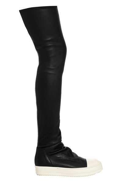 high stocking sneaks stretch leather boots