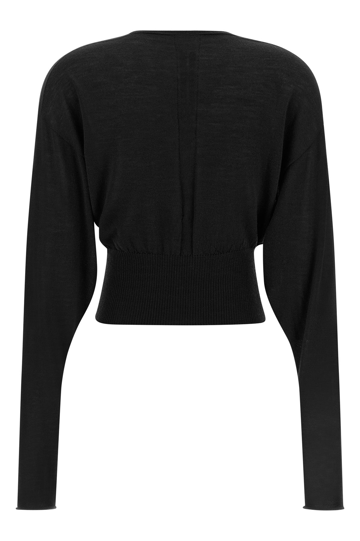 RICK OWENS L v cropped crop top in light shaved wool knit