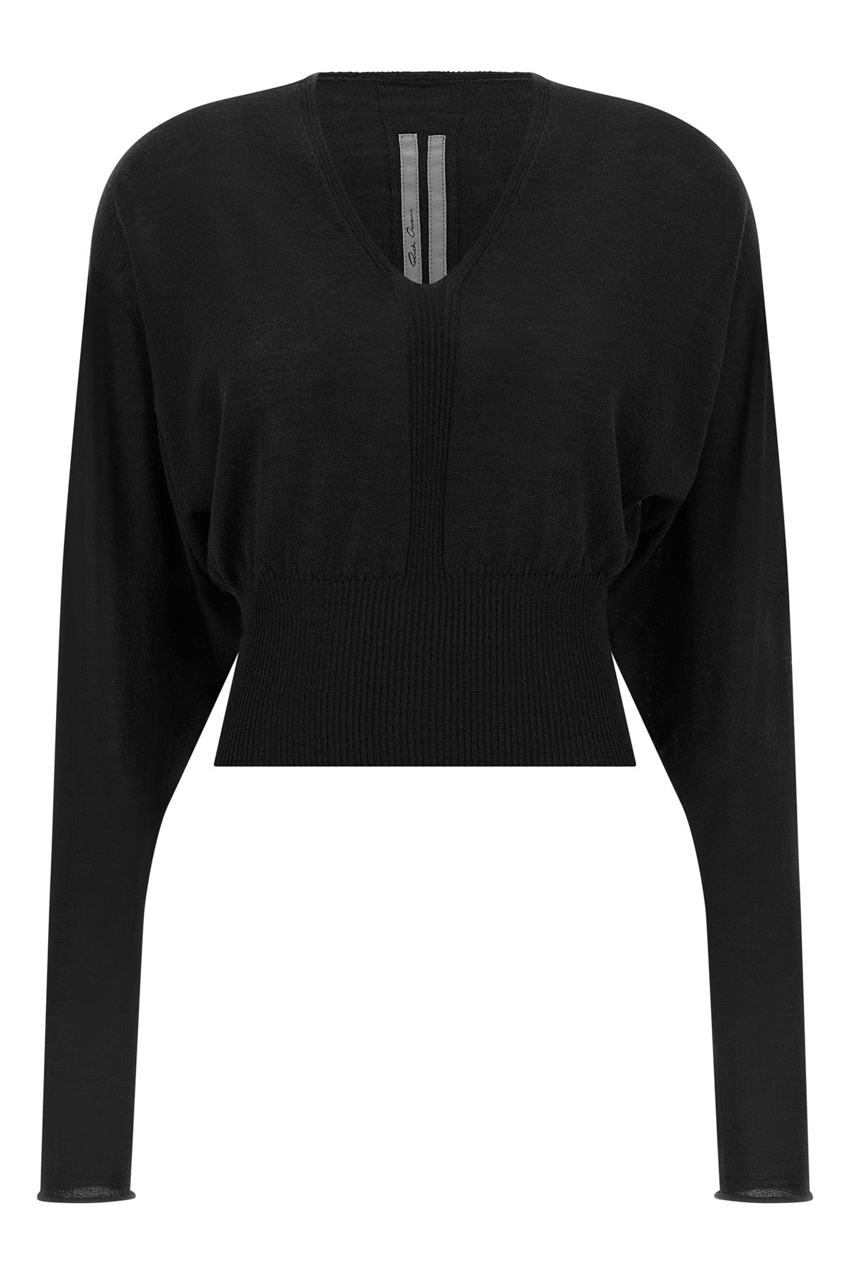 RICK OWENS L v cropped crop top in light shaved wool knit