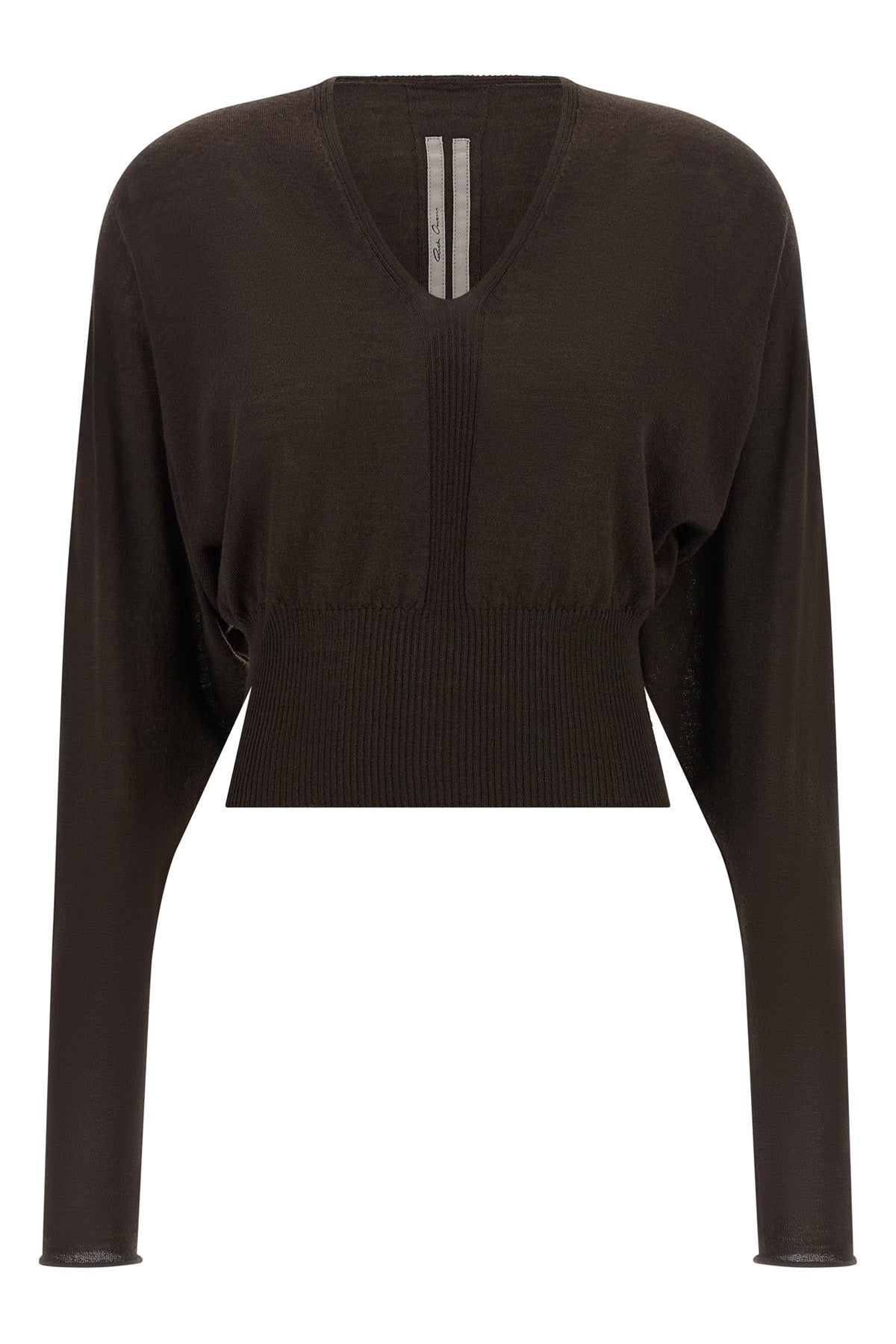 RICK OWENS L v cropped crop top in light shaved wool knit