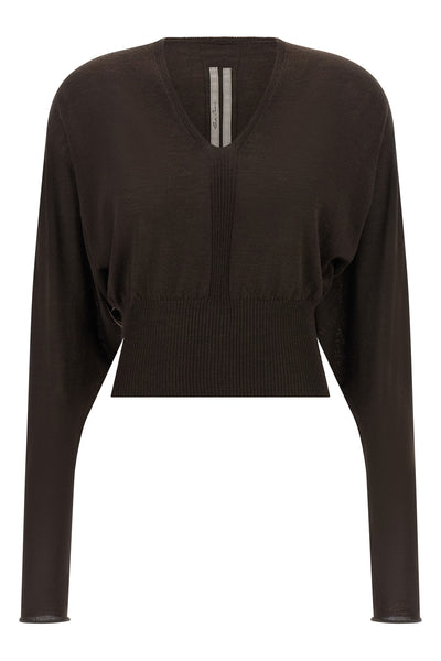 v cropped crop top in light shaved wool knit