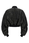 secchia cropped flight hammered leather bomber jacket
