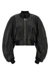 secchia cropped flight hammered leather bomber jacket