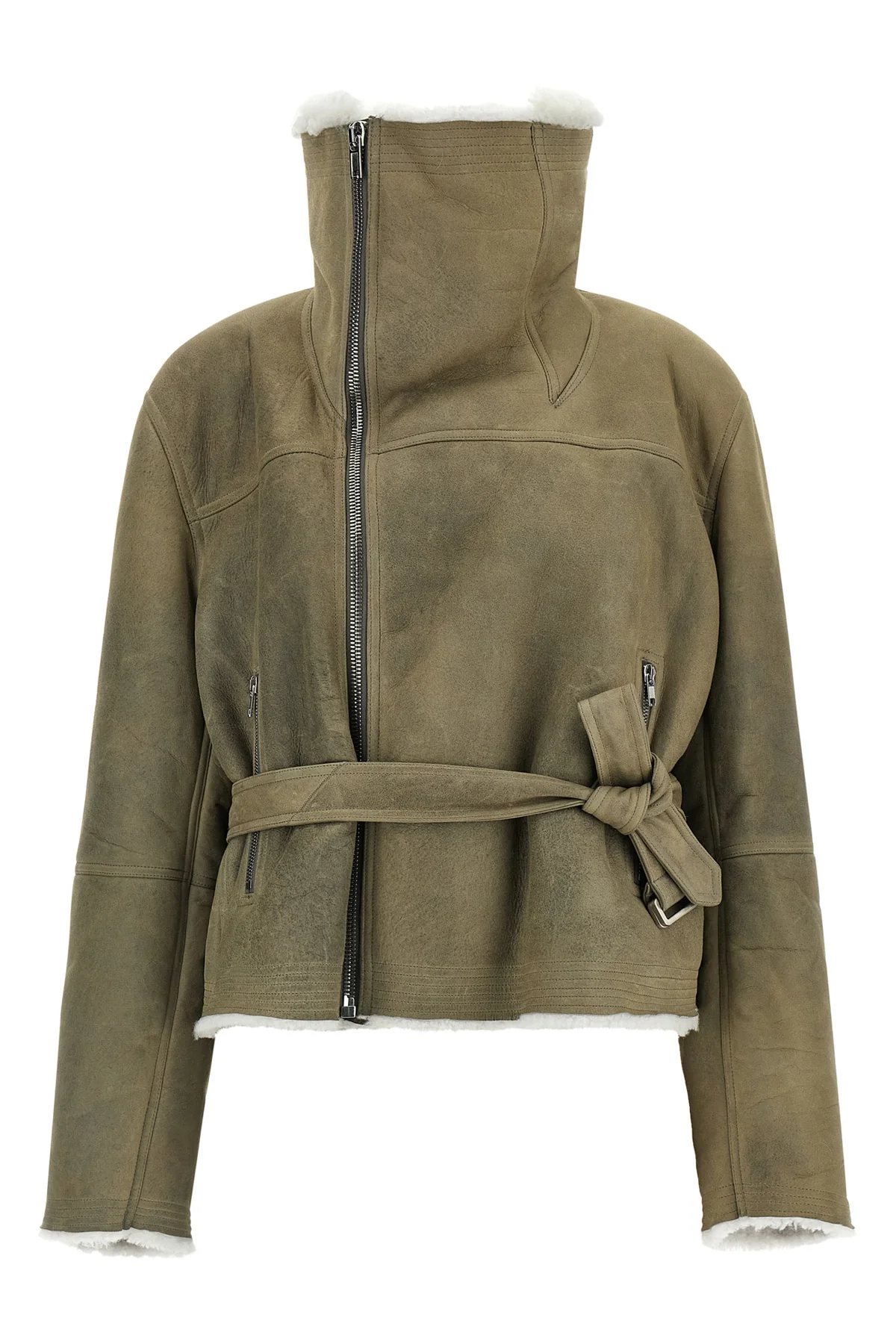 RICK OWENS OS the cropped flight jacket by rick owens is distinguished by a structured silho
