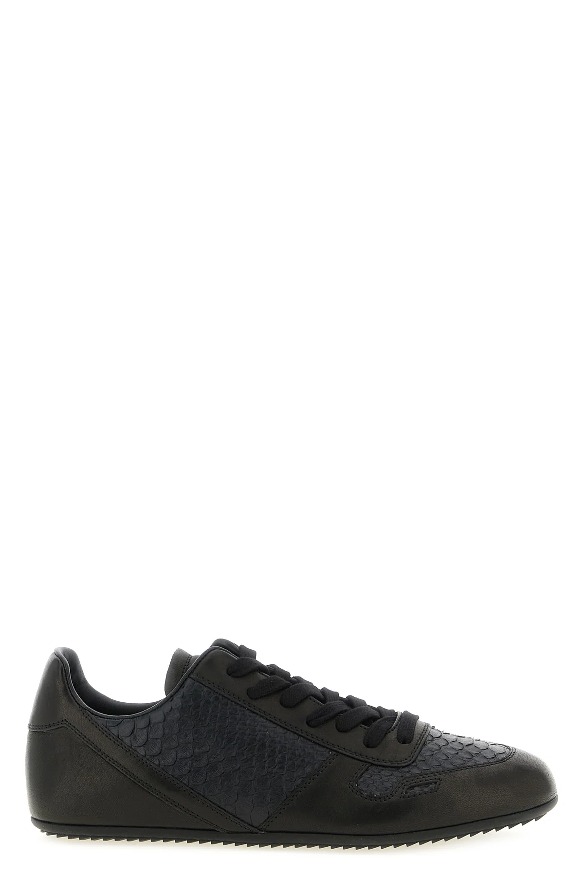 RICK OWENS 43 minimal sneaks sneakers in python leather and tone-on-tone linus lambskin
