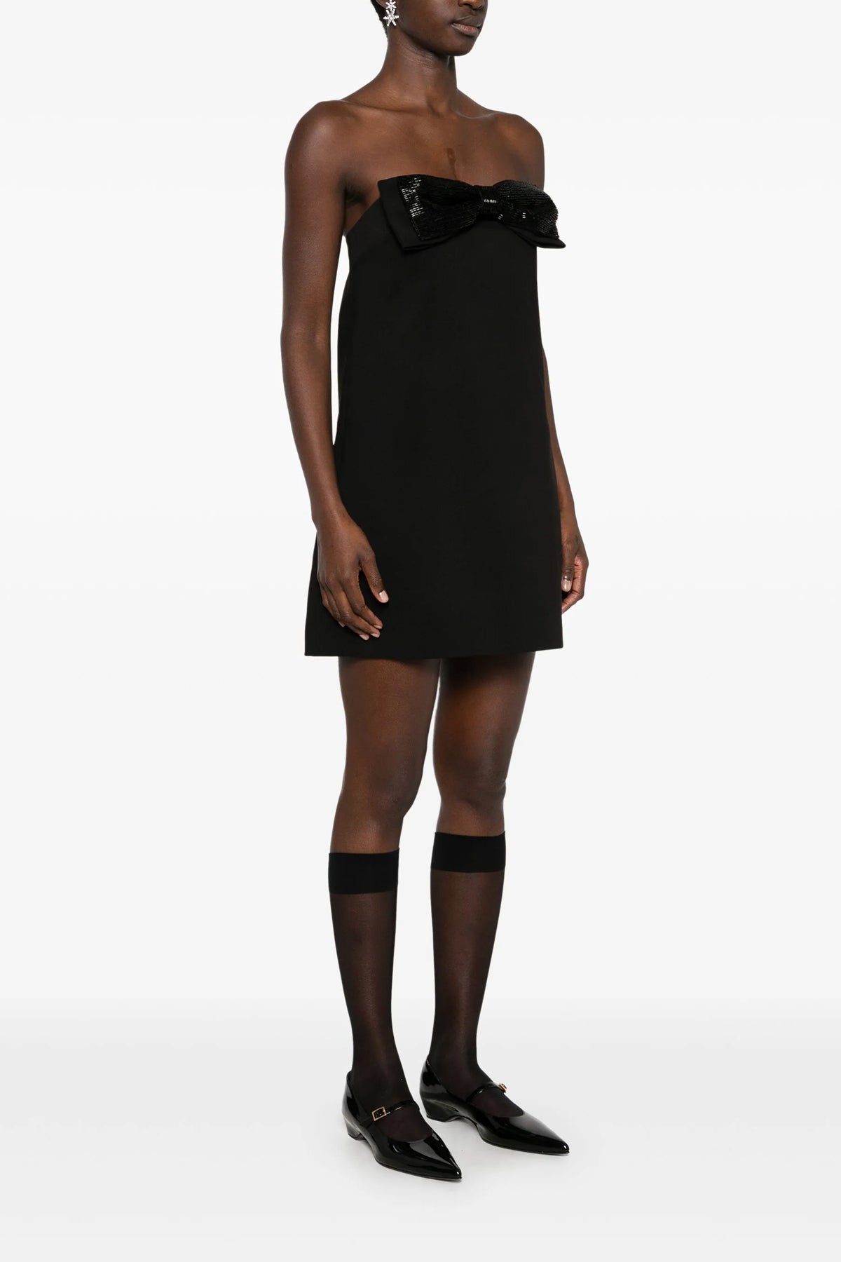 SELF PORTRAIT 8 black crepe bandeau mini crêpe dress