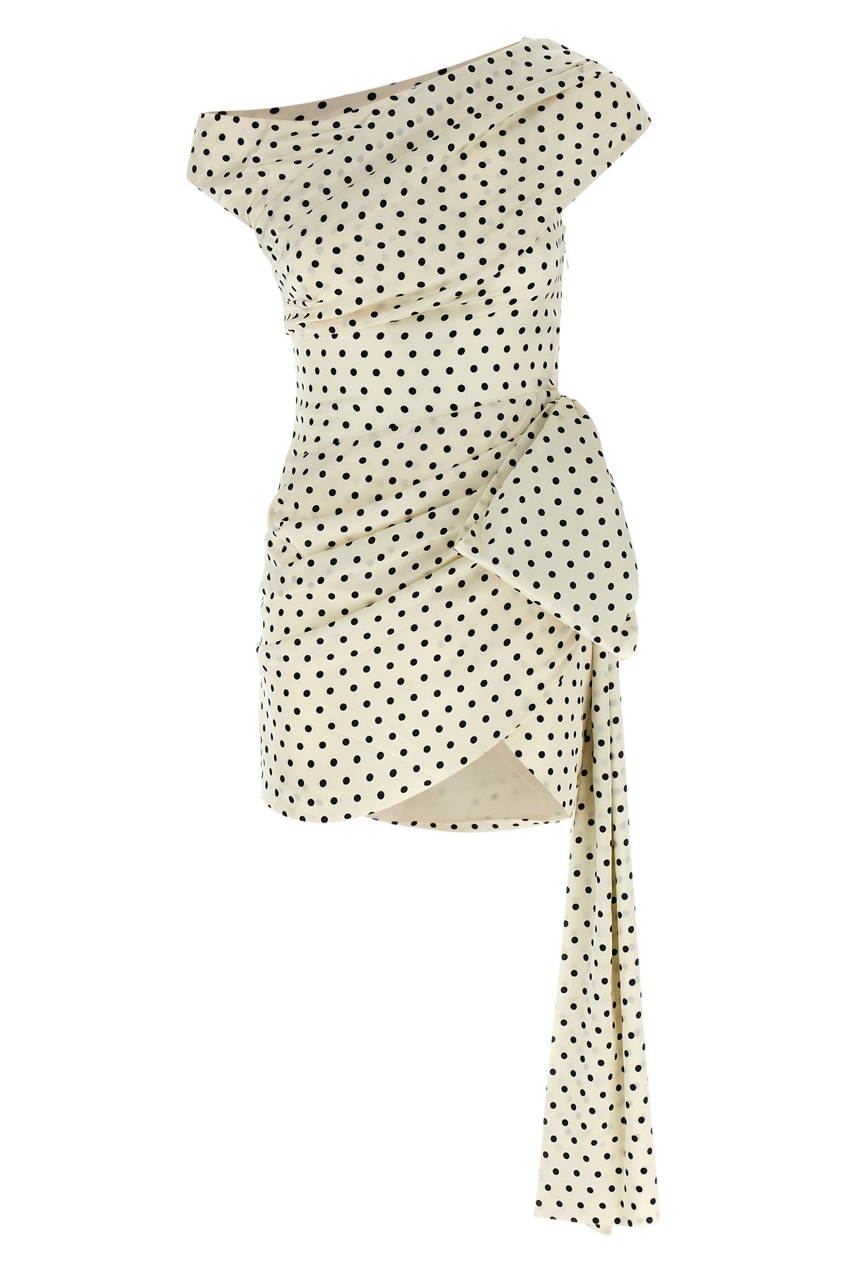 SELF PORTRAIT 8 polka dot satin tie side mini dress in light satin