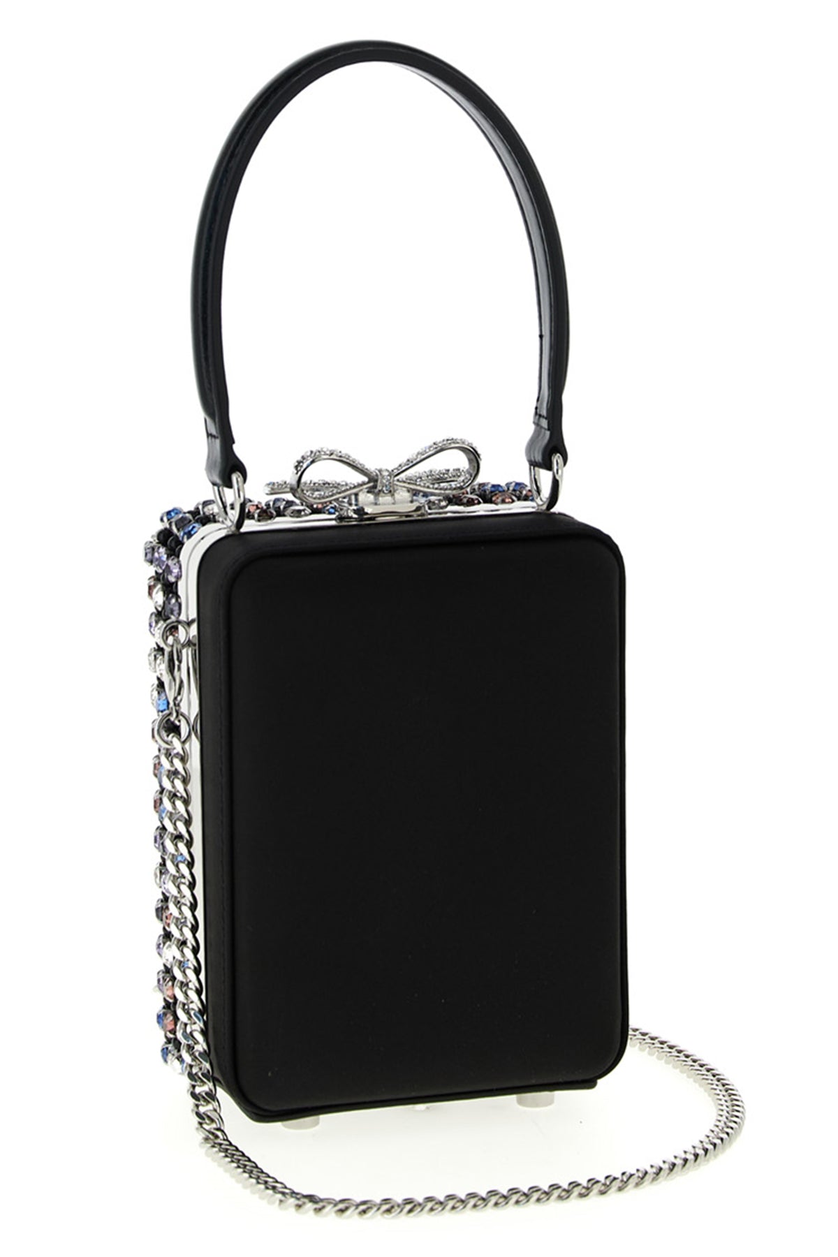 multi crystal chainmail satin handbag