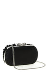 black satin floral crystal satin clutch