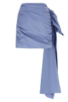 blue cotton tie side mini cotton skirt