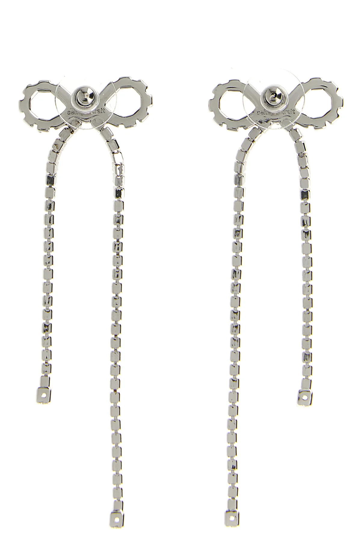 crystal droplet bow earrings in metal and crystals