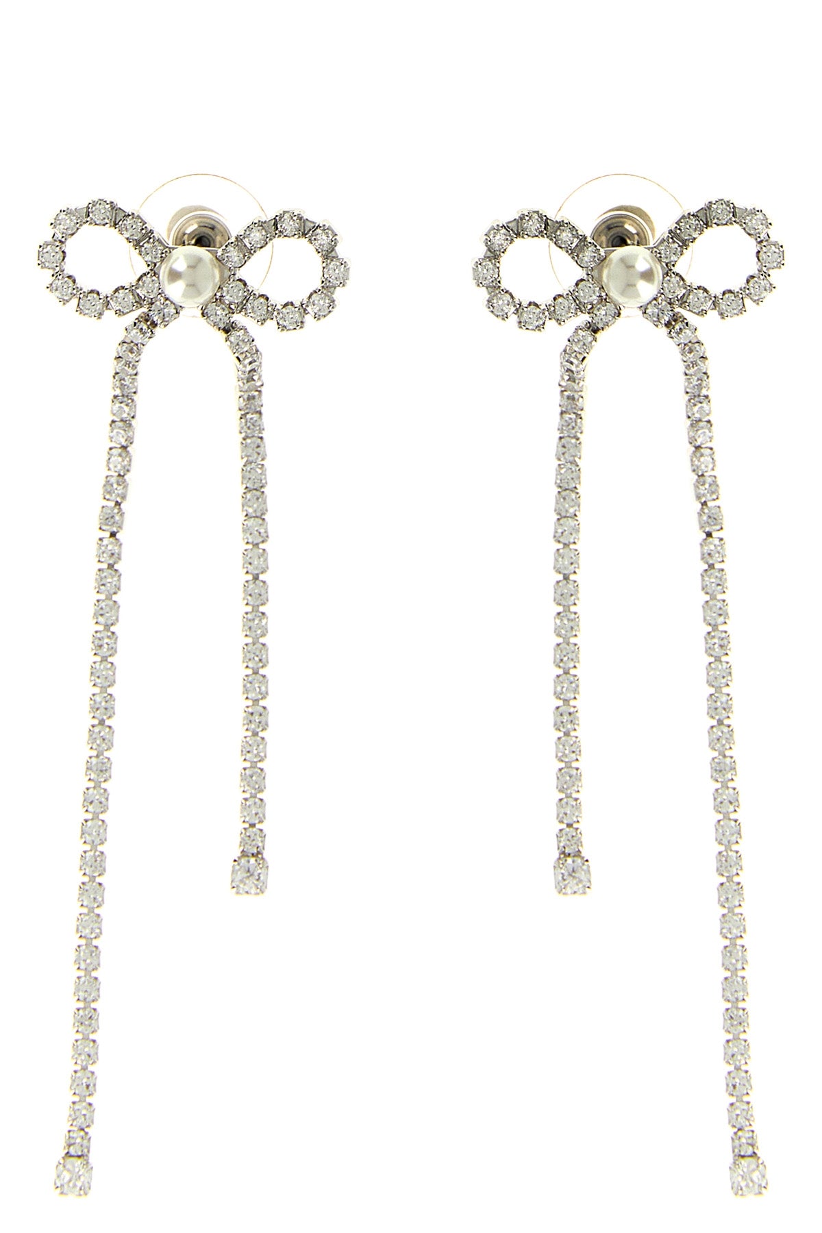 SELF PORTRAIT OS crystal droplet bow earrings in metal and crystals