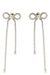 crystal droplet bow earrings in metal and crystals