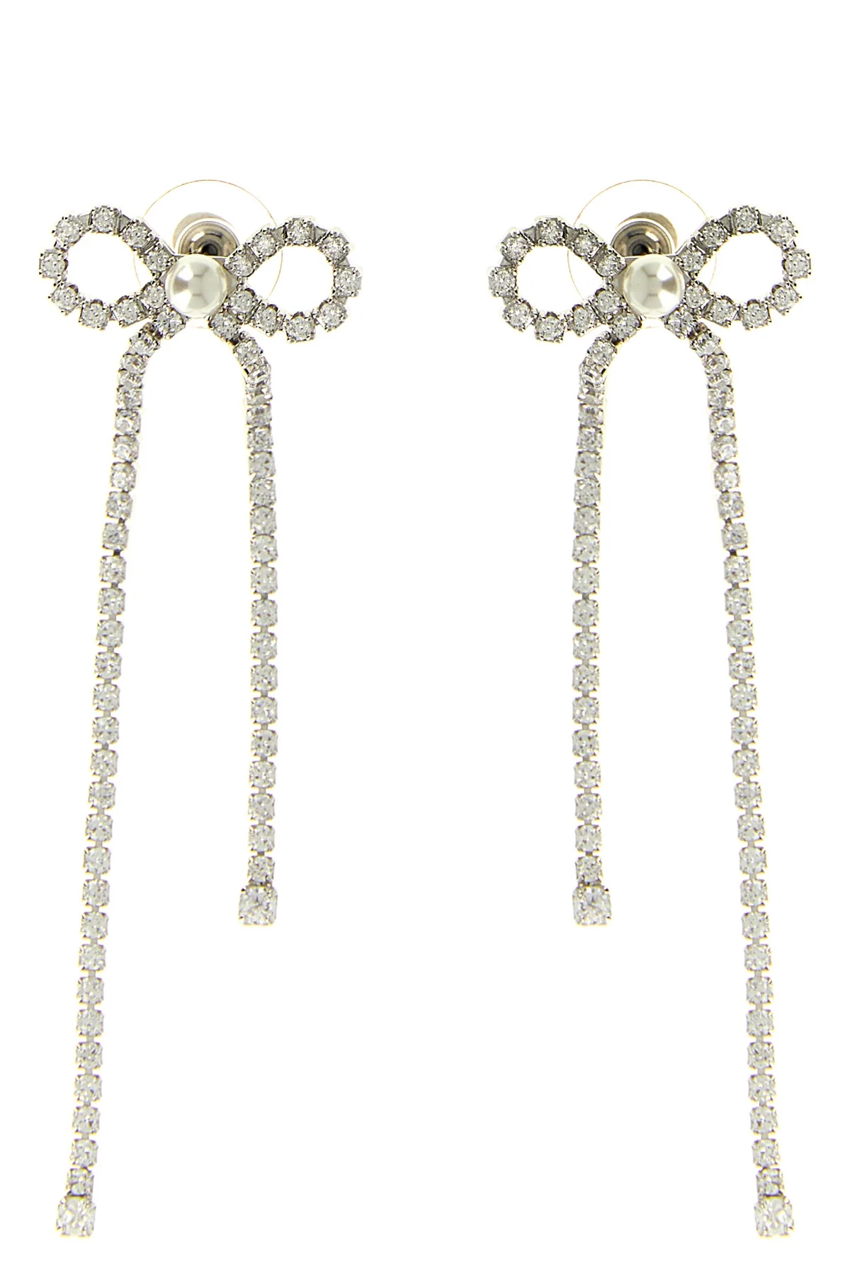crystal droplet bow earrings in metal and crystals