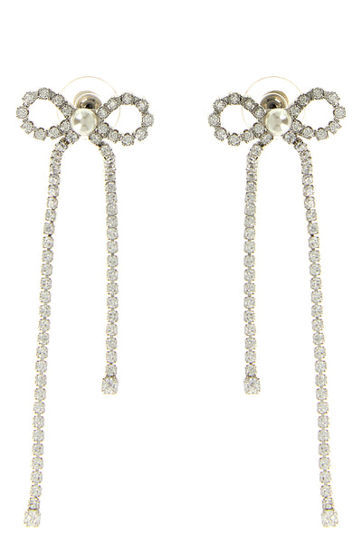 crystal droplet bow earrings in metal and crystals