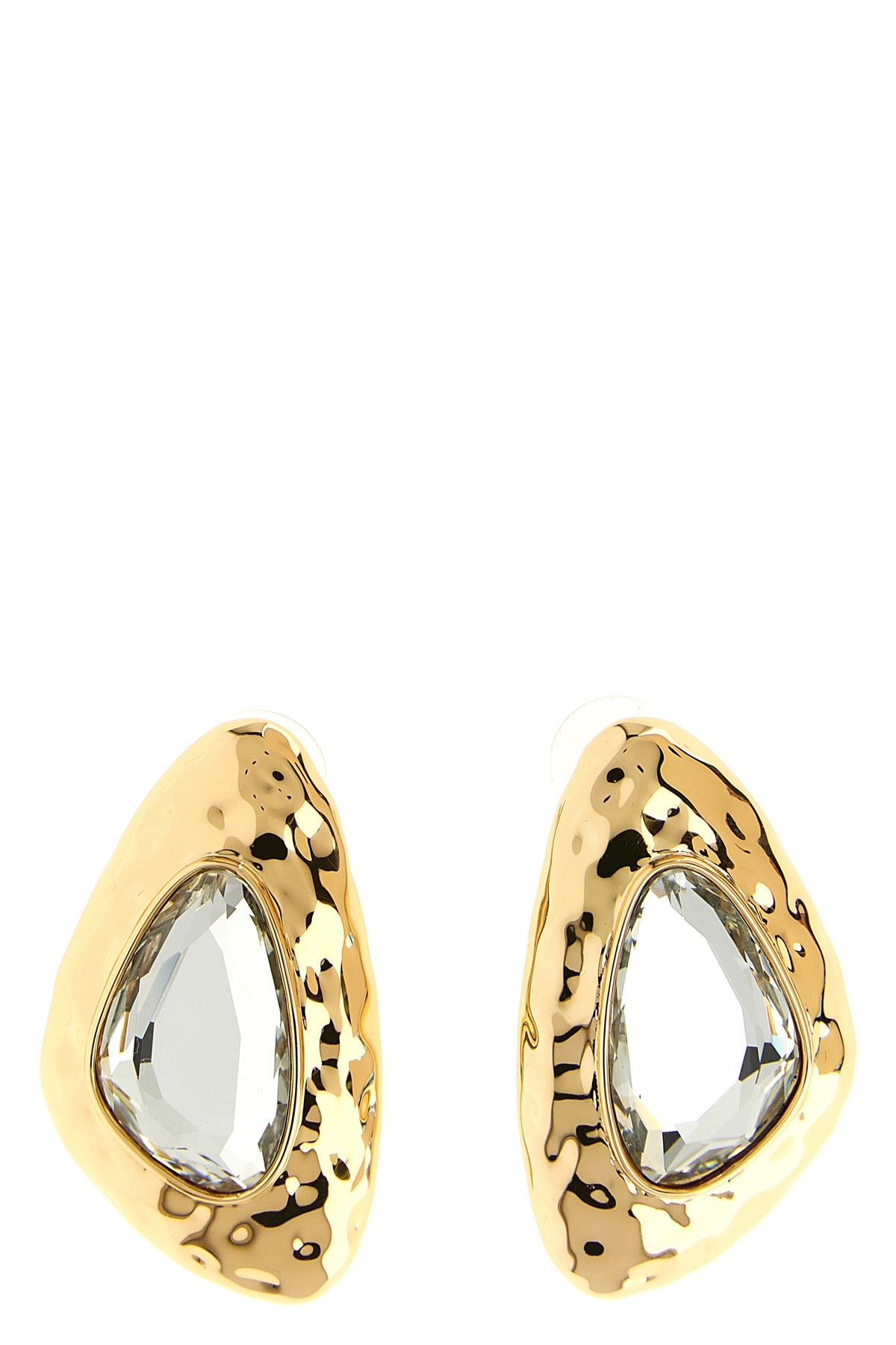 SELF PORTRAIT OS hammered gold crystal hammered metal earrings