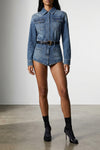 rhinestone denim stonewashed cotton denim jumpsuit