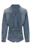 rhinestone denim stonewashed cotton denim jumpsuit