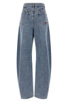 blue barrel leg cotton denim jeans